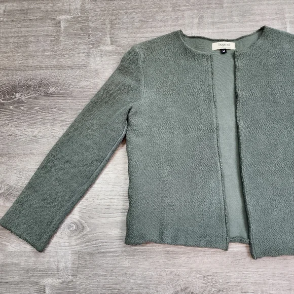BE GOOD Organic Cotton Grean Open Face Cardigan Jacket Size Medium