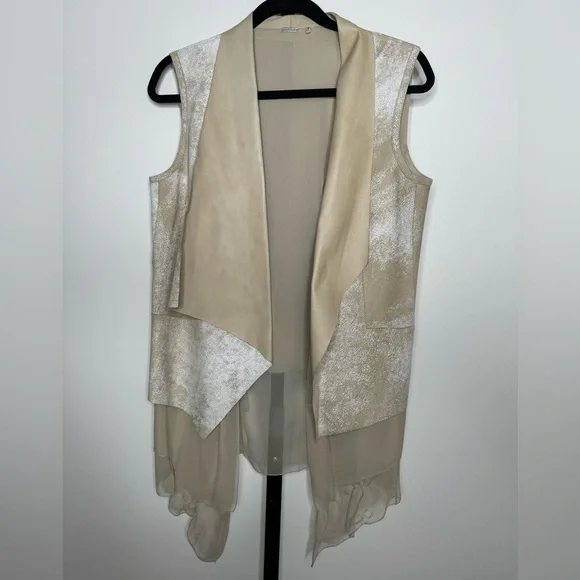 Elie Tahari Betsy Distressed Leather & Silk Vest - Luxury Meets Edgy Elegance