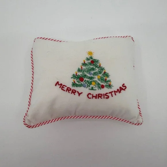 Vtg Nathan Krauskopf Decorative Musical Pillow Embroidered Christmas Tree Swiss