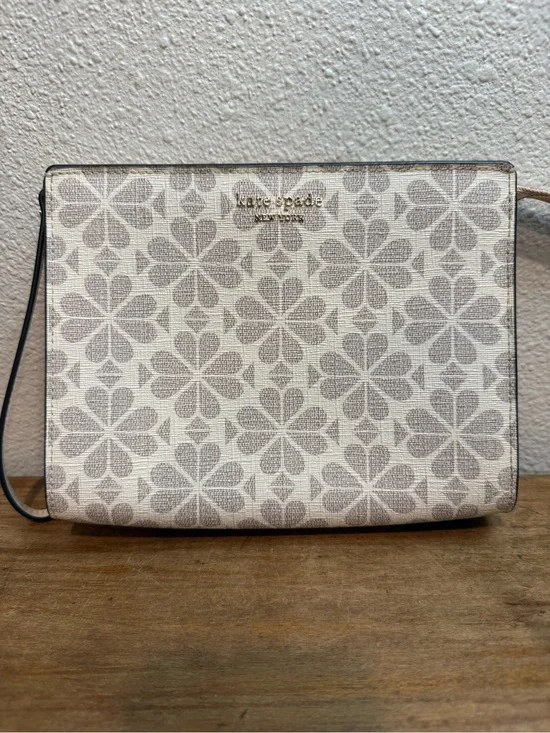 Kate Spade Floral Spade Wristlet Clutch Cream Taupe Like New