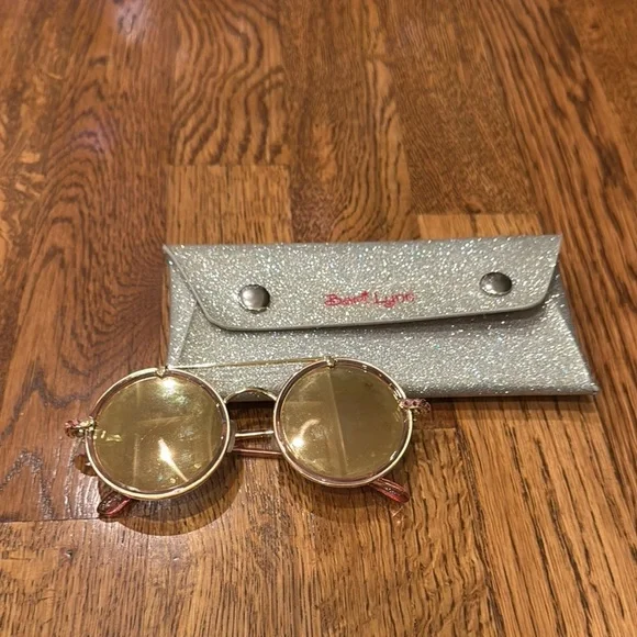 Bari Lynn Girl’s Gold Round Sunglasses