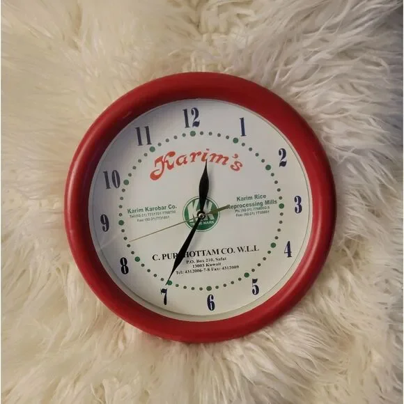 🆕️⏰️Vintage Clock Karim's Rice Reprocessing Mills & C Purhottam Co WLL Kuwait
