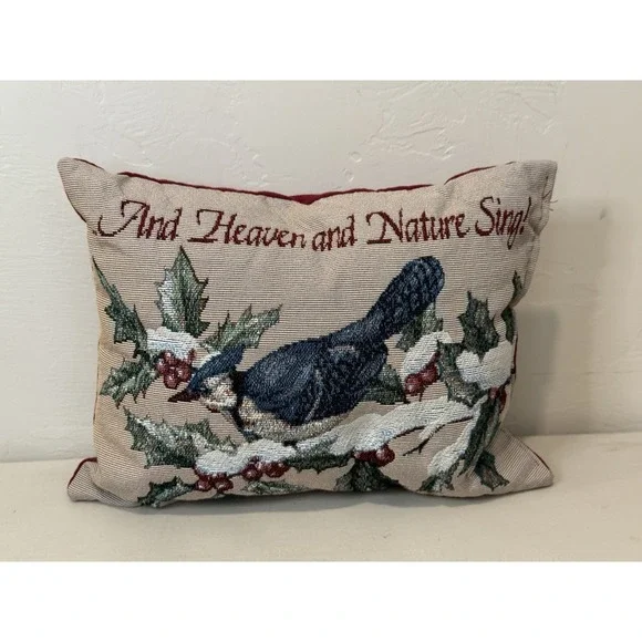 Blue Bird tapestry pillow 'And Heaven and Nature Sing' 11