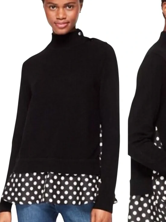 KATE SPADE Black Turtleneck Sweater with Polka Dot