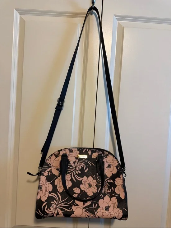 NWT kate spade Black & Blush Floral Dome Satchel