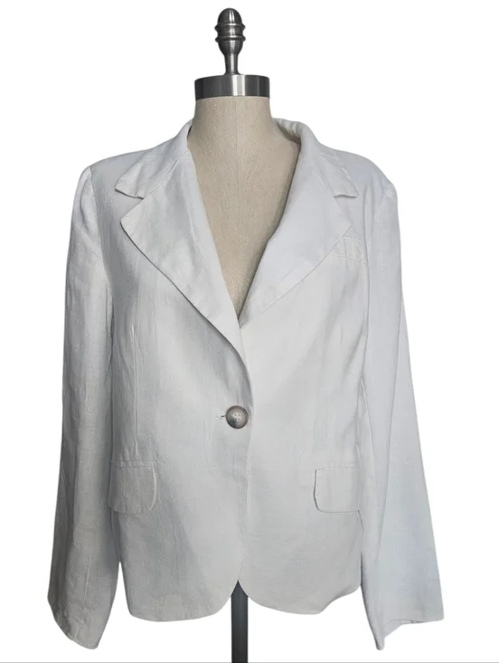 CYNTHIA ROWLEY White Linen Lined Blazer | SZ L
