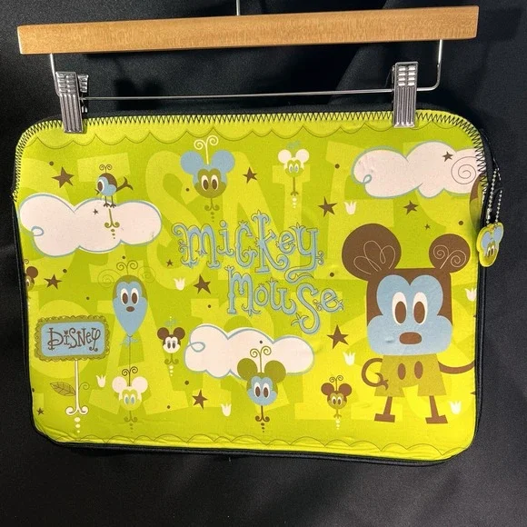 Disney Laptop Sleeve Unisex Medium Green Excellent Mickey Mouse Reversible Tech