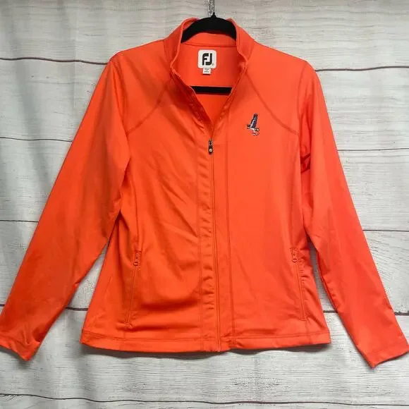 FootJoy FJ Golf Women's Jacket Windbreaker Size S Orange Nylon Activewear