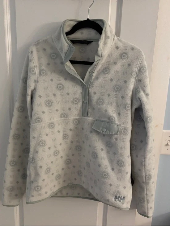 Helly Hansen Light Blue, Patterned Fleece Pullover