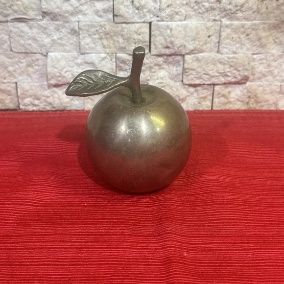 Vintage Brass Bell Apple with Stem & Leaf Shape 3