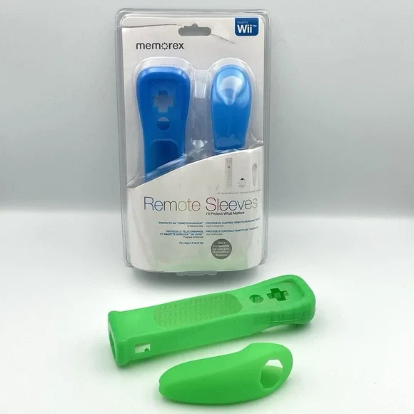 Memorex (2) Nintendo Wii Remote Sleeves Blue‎ New Sealed + Green Used MotionPlus