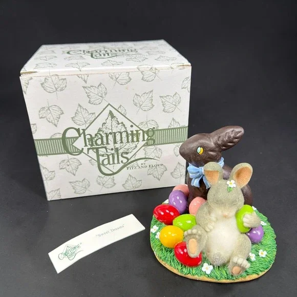 Fitz and Floyd Charming Tails Sweet Dreams Bunny Easter Egg‎ Figurine New w Box
