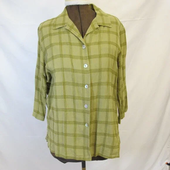 St. Germain olive green windowpane matched set – top and blouse  XL/PXL