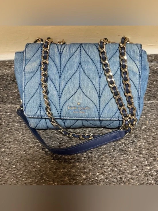 kate spade Denim Quilted Chain Shoulder/Crossbody BagEUC