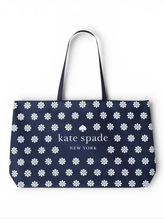 Kate Spade Navy Blue Large Tote Travel Bag With White Daisies