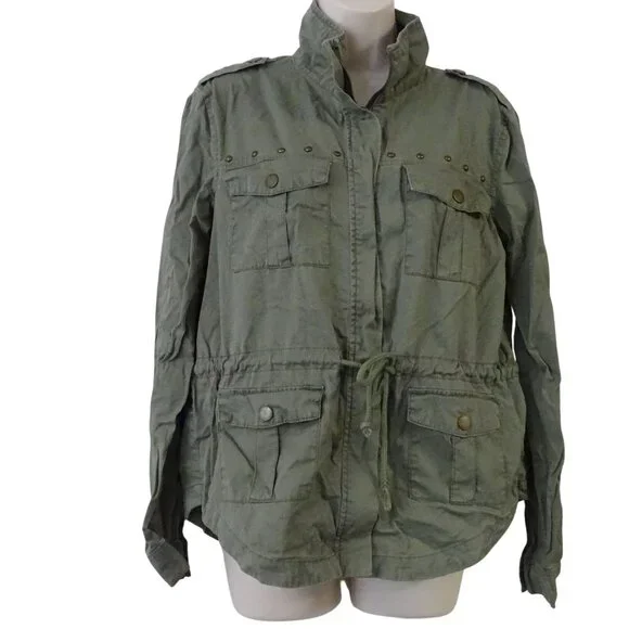 Seventeen Green Utility Jacket Juniors Size XL Cinch Waist Military Y2K Grunge