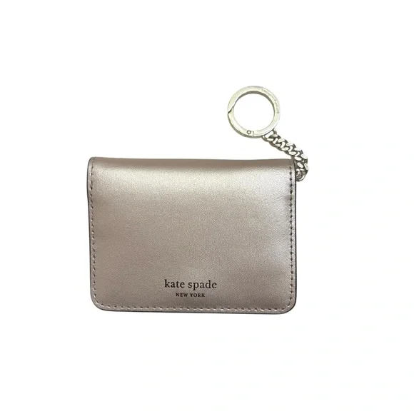Kate spade rose gold leather mini bifold keyring wallet