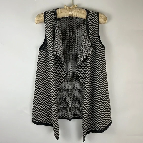 ANN TAYLOR women’s sleeveless light cardigan sweater vest gray & ivory c…