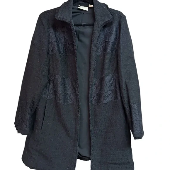 Chico’s Black Tweed and Lace Jacket