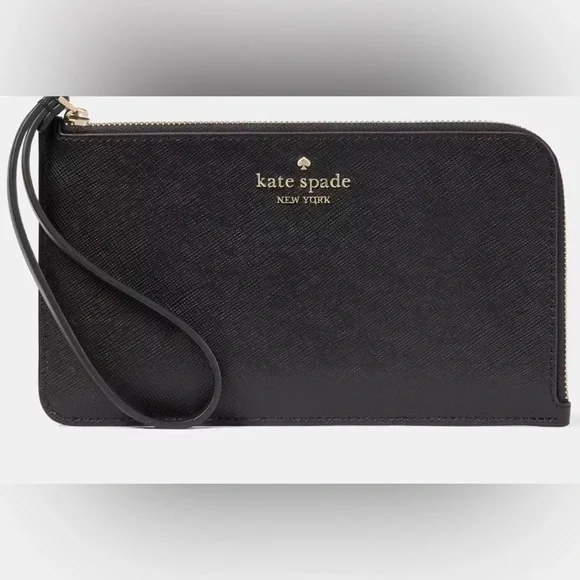 Kate Spade Lucy Medium L-Zip Wristlet Black NWT