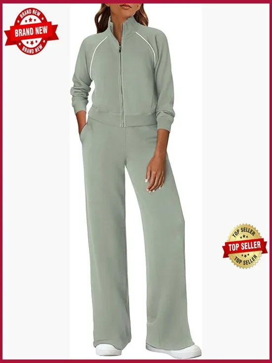 2 Piece Sweatsuit Matching Lounge Set Full Zip Hoodie Joggers Pockets