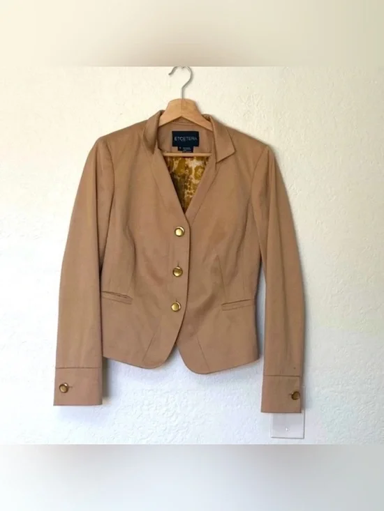 Etcetera Camel Tan Tailored Blazer with Gold Buttons