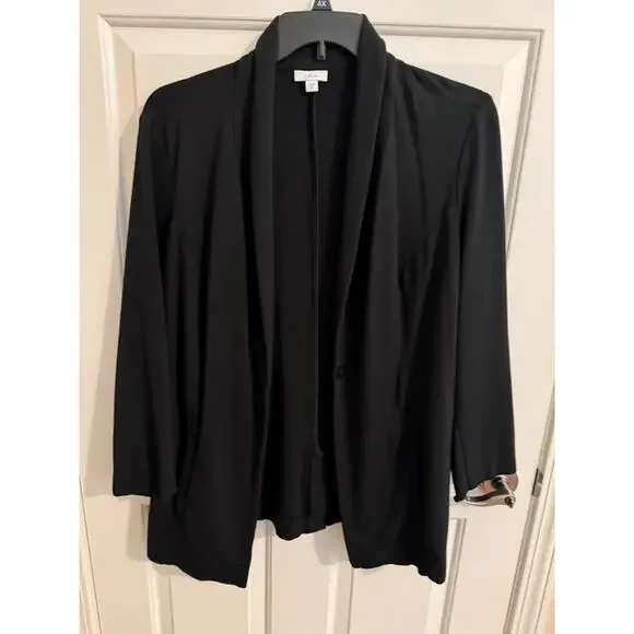 J. JIll Ponte New Stretch Single Button Blazer Pockets Black XL