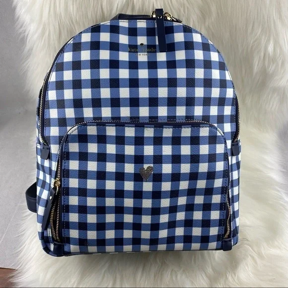 KATE SPADE HYDE LANE GINGHAM LEATHER BACKPACK HARTLEY
