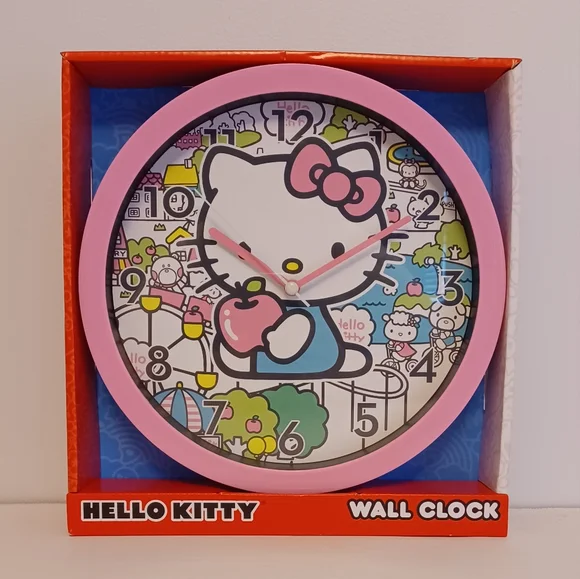 Hello Kitty Wall Clock, Analog, Apple Trees, Pink