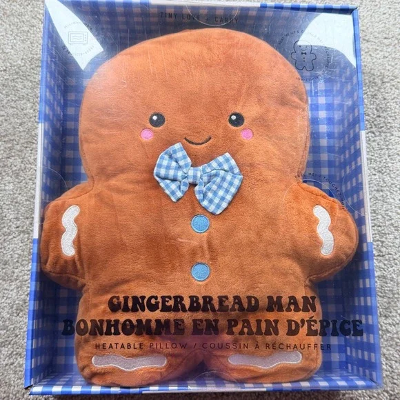 Tiny Love + Carry Gingerbread Man Heatable Pillow Microwavable Plush Brown Blue