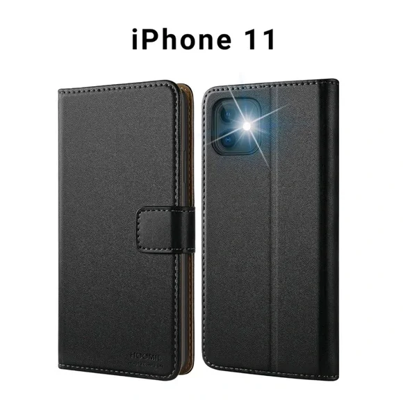 iPhone 11 mag flip phone case - Black Brown