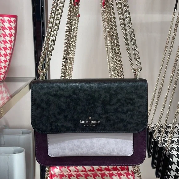 Kate Spade Remi Flap Chain Crossbody Colorblock Ripe Plum