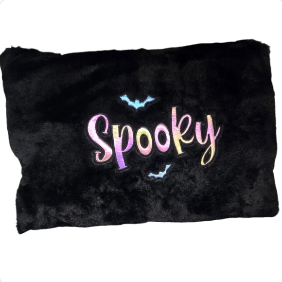 🦇Black Iridescent Spooky Bat Throw Toss Halloween Pillow
