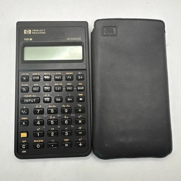 Vintage HP Hewlett Packard 10-B Business Scientific Calculator 1987 W/Sleeve