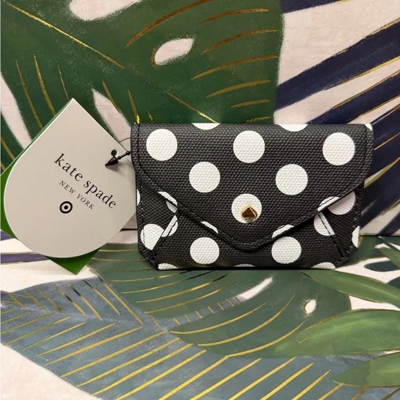 Kate Spade x Target Black and White Polka Dot Card Holder NWT
