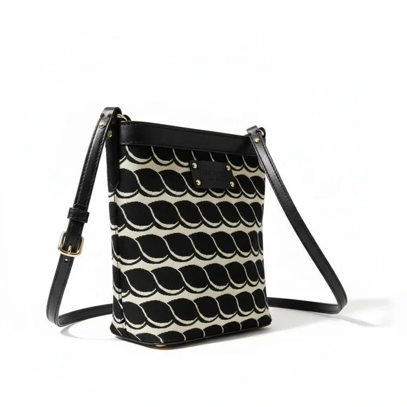 Kate Spade Navy Ivory Scallop Print Crossbody Bag Coated Canvas
