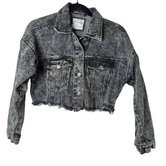 Highway Jeans Cropped Denim Jacket Raw Hem Edging Size S
