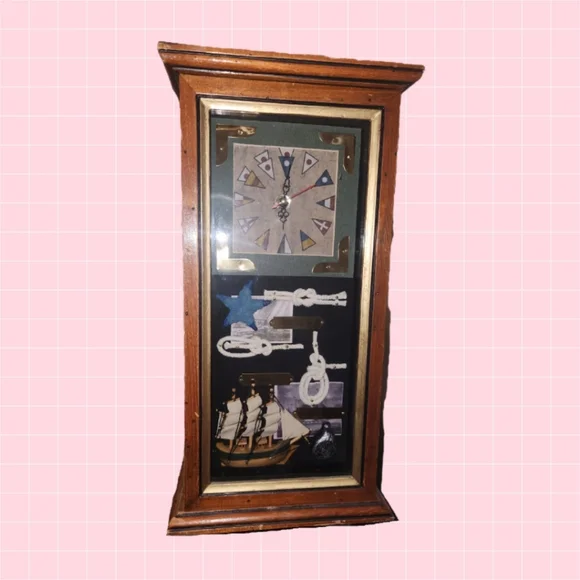 Wooden Shadow Box Nautical Clock