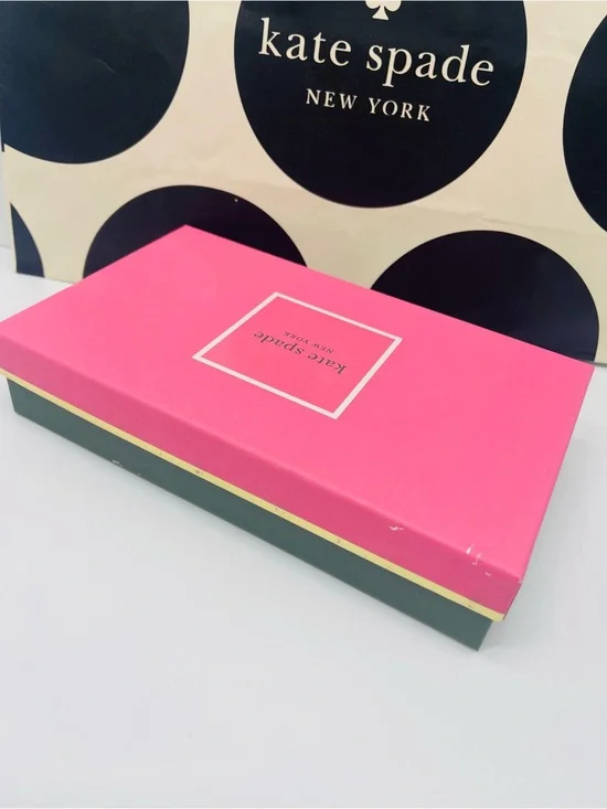 kate spade Pink and Green Gift Box with Gold Trim New