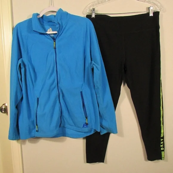 Eddie Bauer Blue Fleece Jacket & DKNY Leggings Set