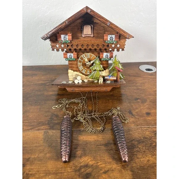 VdS Original Black Forest Cuckoo Clock Made in Germany Wood Chalet Pinecone