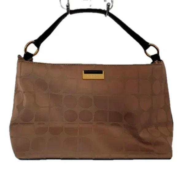 KATE SPADE ♠️ Tan Gold Dot Noel Jacquard Monogram Logo Shoulder Bag