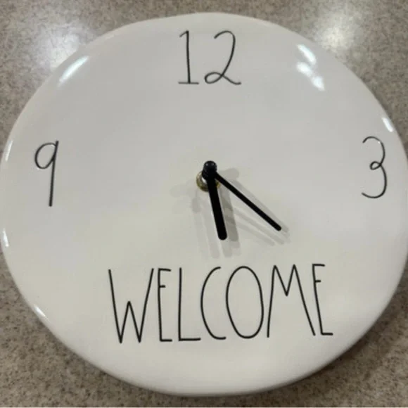 Rae Dunn WELCOME Black Letters Wall Clock 9