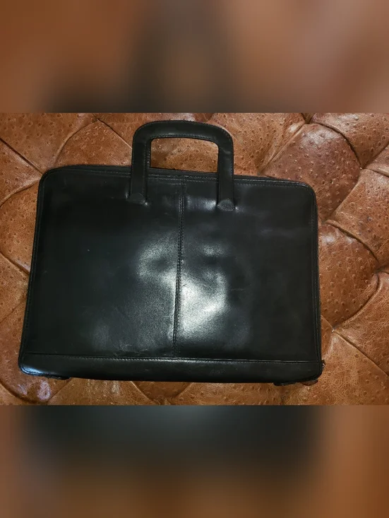 Genuine Nappa Leather Zip Around Laptop Multiple Pockets Flat Briefcase
