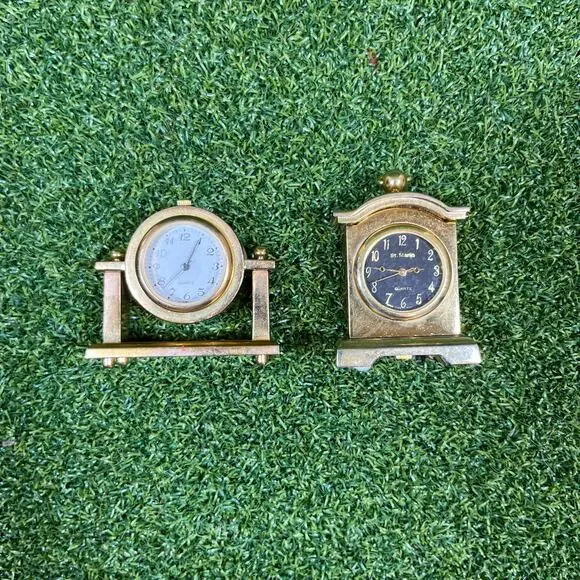 Vintage Lot Brass St. Marin Quartz Miniature Mantel Clocks