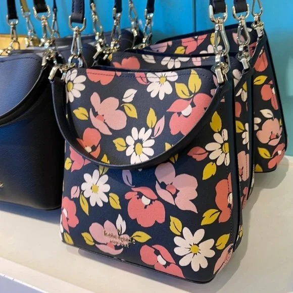 Kate Spade Darcy Small Bucket Bag Road Trip Floral Blue Multi