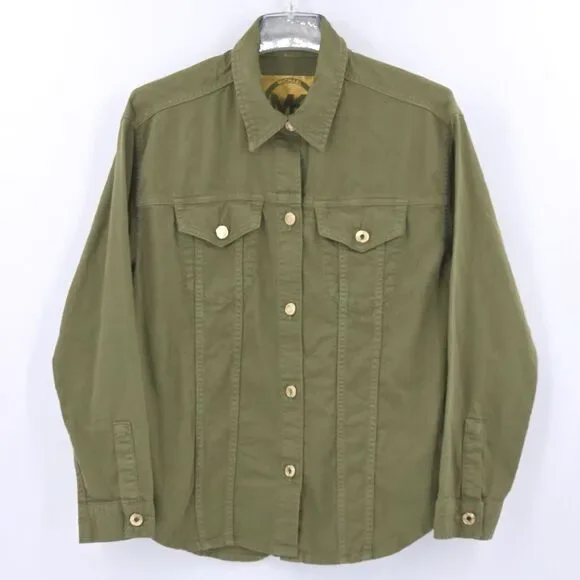 Michael Kors Shirt Jacket Utility Shacket Womens Size Medium Olive Green Fall