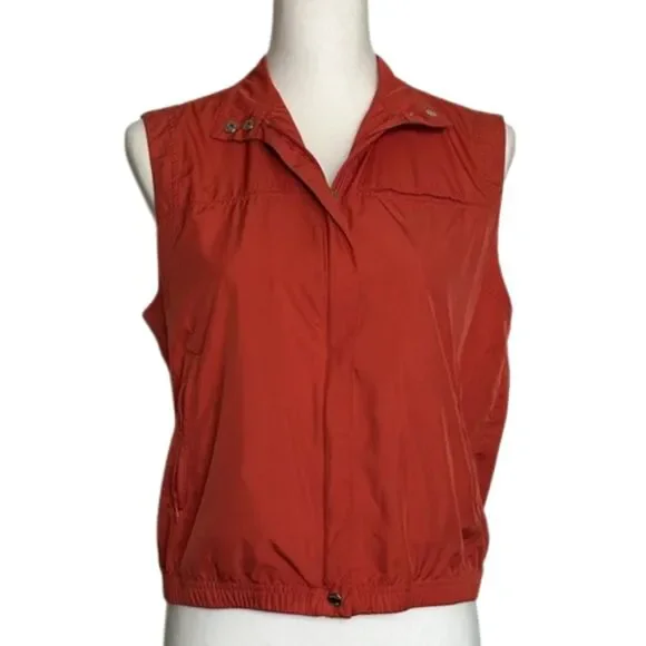 Liz Claiborne LizGolf Packable Vest Womens Small Petite Orange Layer Zip Closure
