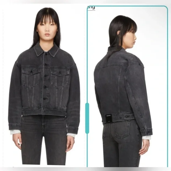Alexander Wang Black Denim Game Jacket Size S