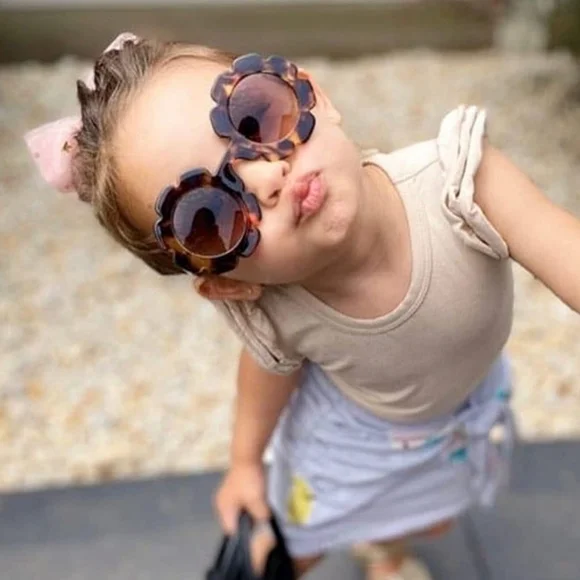 NEW ADEWU Sunglasses for Kids Round Flower Cute Glasses UV 400 Protection Girls